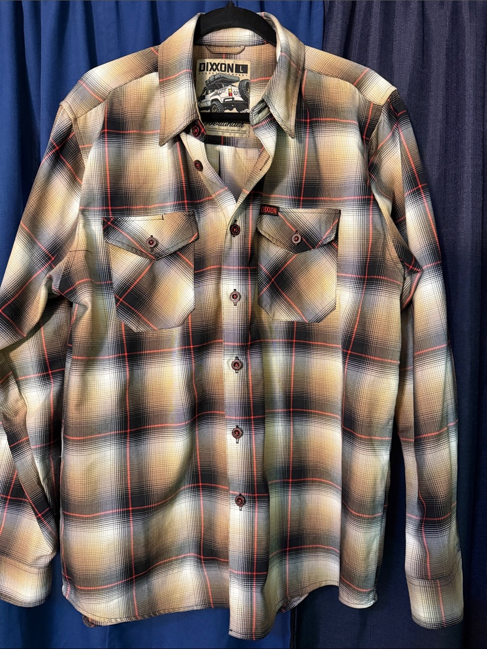 DIXXON Overlander Men's Plaid Button-Down Shirt in Black, Cream, Brown